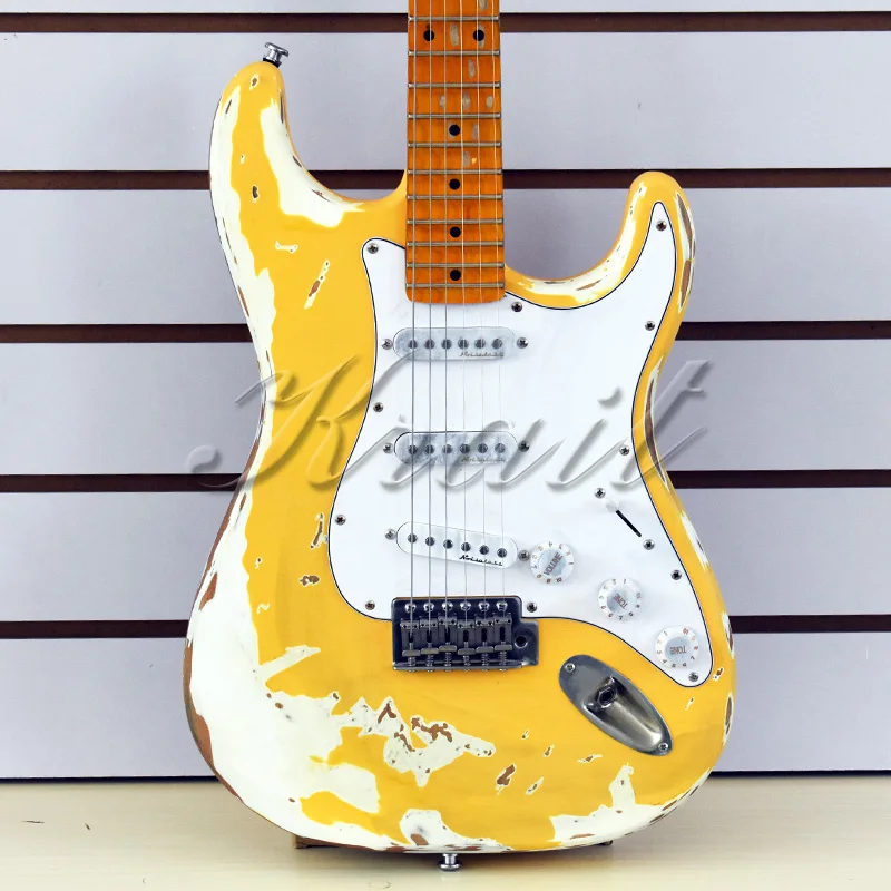 

Heavy relic 6 string electric guitar Yngwie Groove frets free shipping alder wood maple neck