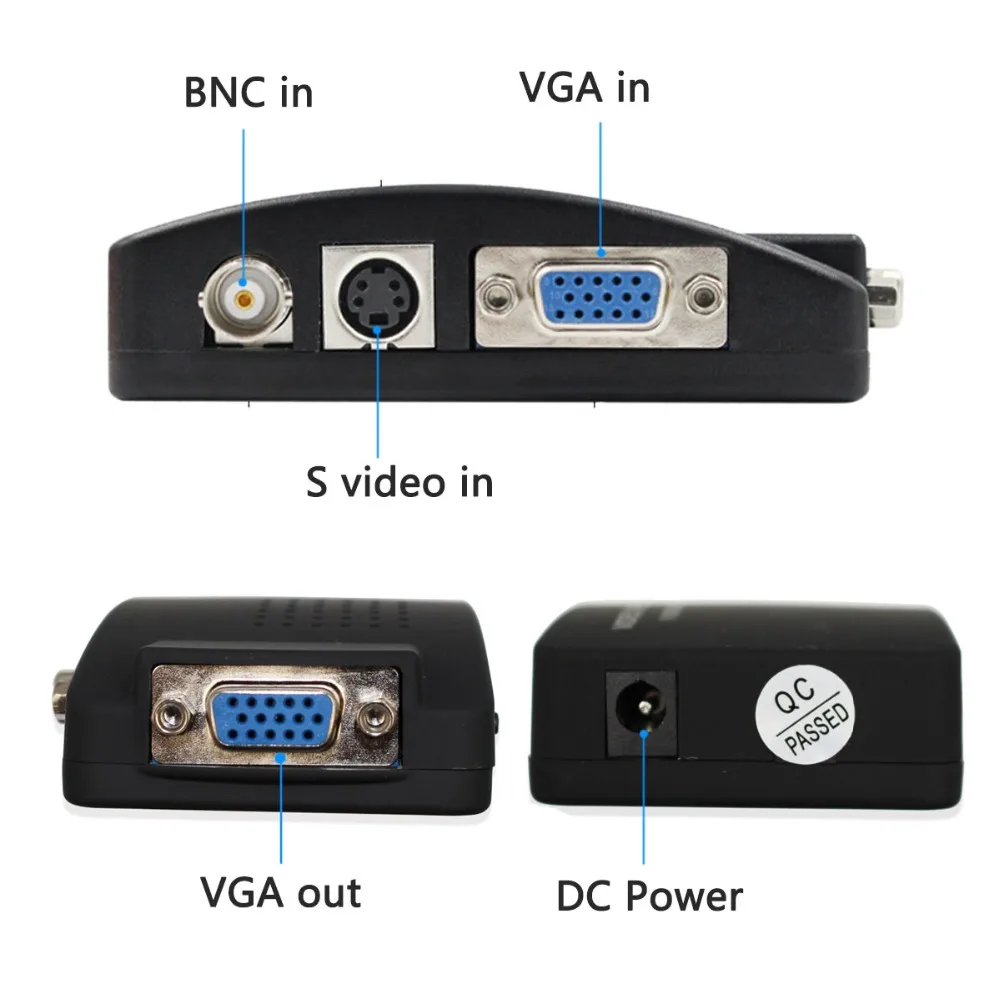 BNC к VGA видео конвертер Композитный S видео вход к ПК VGA выход адаптер конвертер переключатель коробка для ПК MACTV камера DVD DVR