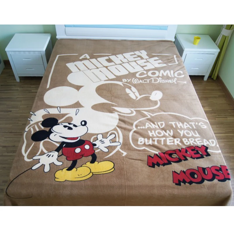 Коричневое Флисовое одеяло Disney с Микки Маусом зимнее удобное теплое для детей и