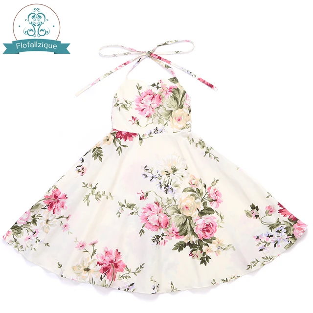 flower girl dress 2017 summer vintage rose floral print frocks party toddler clothes size