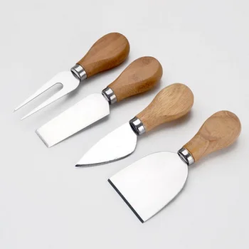 

by dhl 200set high quality 4pcs/set Oak bamboo wood Handle Cheese slicer Kit Kitchen Cooking Tools cutter