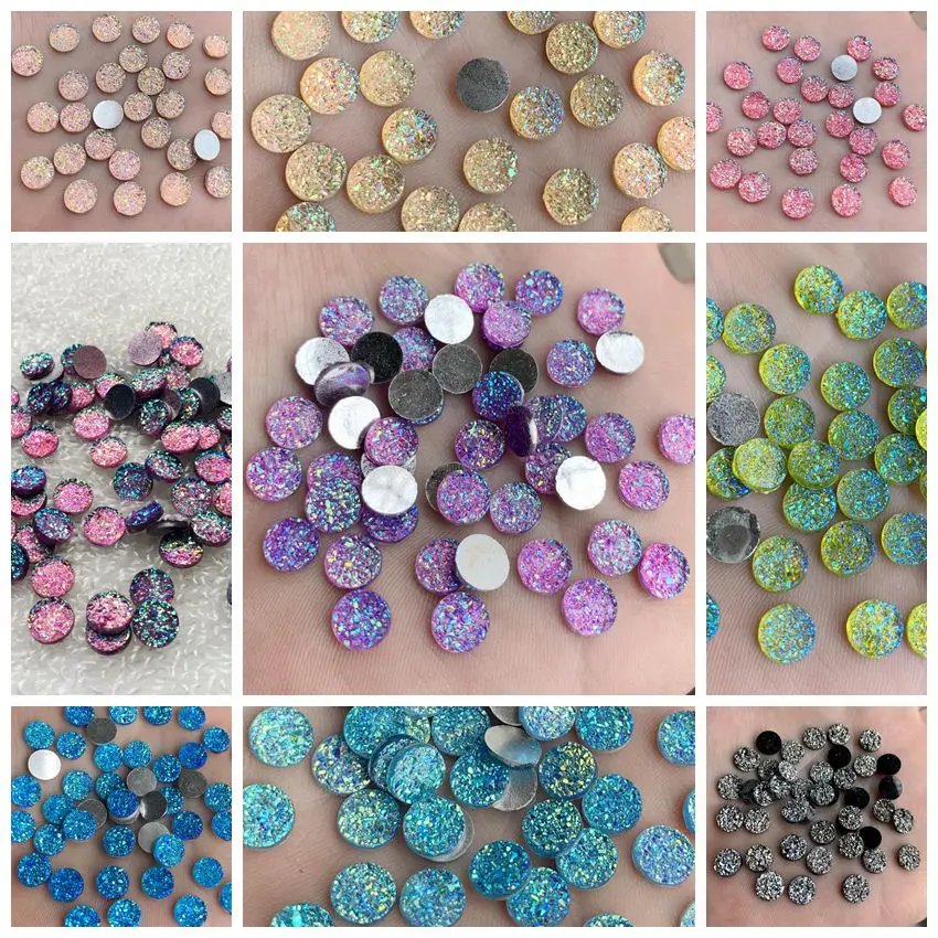 

8mm Round Resin Natural ore Rhinestones strass buttons wedding decoration/ Powder For Nail Art Decoration 100pcs -B38