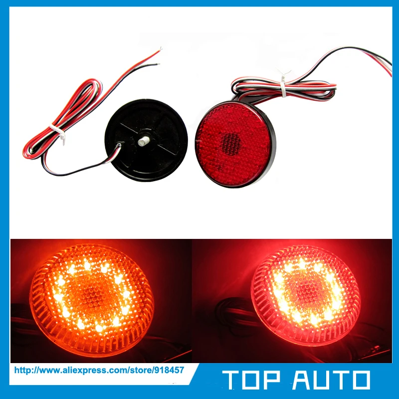 

LY001-1 Round Reflector RED LED Rear Bumper Tail Brake Stop Light for Toyota Highlander Sequoia