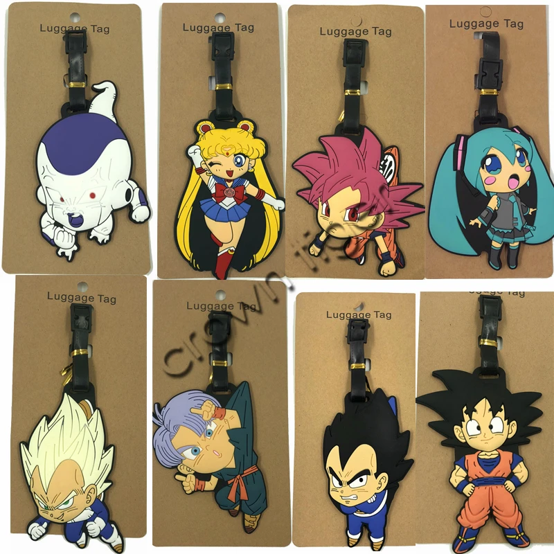 

anime Dragon Ball Z PVC Keychain action toy figure Vegeta Son Goku soft rubber luggage tag boarding pass bag tags bags hanging