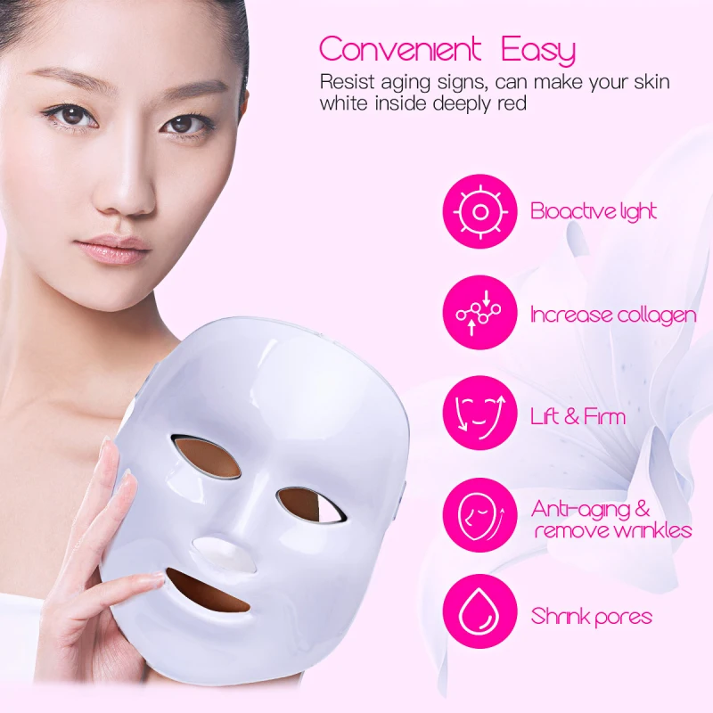 Hot 7 Color LED Facial Mask EMS Microelectronics Photon Face Mask