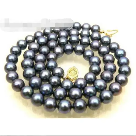 

Free Shipping >>>>> AAA+ round peacock black akoya pearl necklace 14K solid yellow gold