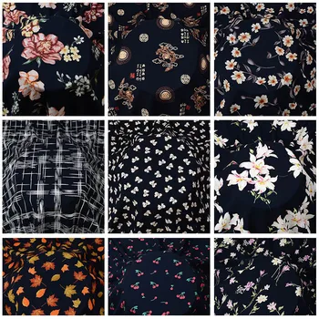 

viscose Printed qualified soft breathable slub mulberry poplin reactive printing dress pajamas DIY sewing fabrics