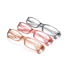 Прозрачное стекло для чтения es для женщин PC полосатая оправа очки 2,5 3,0 смола линзы очки для чтения для мужчин