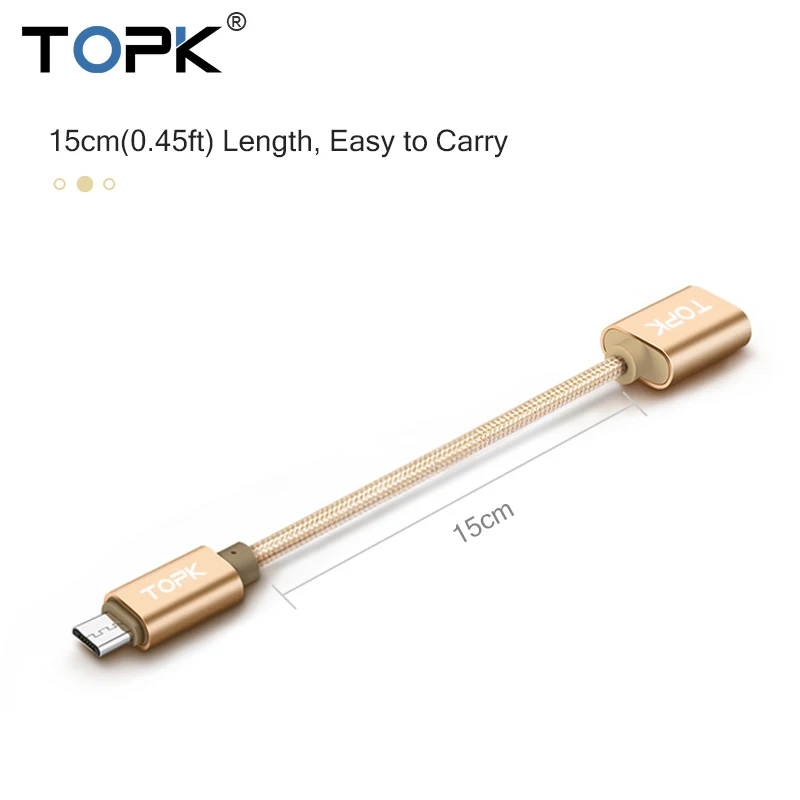 TOPK المصغّر USB كابل OTG USB 2.0 وتغ محول محول ل سامسونج Xiaomi هواوي LG سوني TCL Htc Meizu MX4 شاحن هاتف محمول يعمل بنظام تشغيل أندرويد