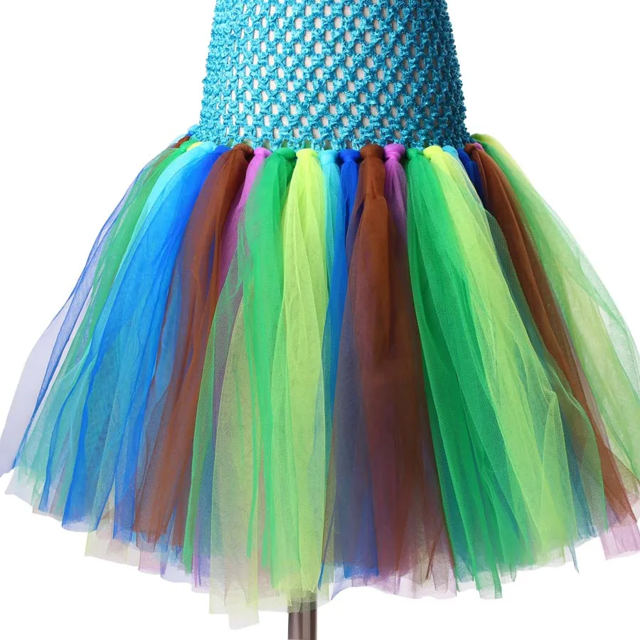 Keenomommy Peacock Feather Tutu Dress For Girls Turquoise Birthday Halloween Costume Kids Pageant Vestidos Baby Photo Props (8)