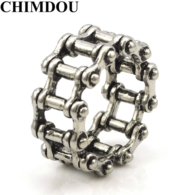 

CHIMDOU Fashion Men Stainless Steel Ring Retro Style Bicycle Chain Ring 2018 Biker Jewelry PUNK New Arrival AR504