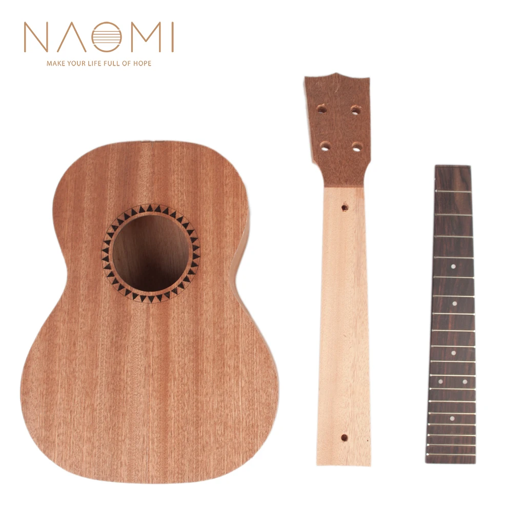 NAOMI DIY Ukulele 26in Ukelele Hawaii Guitar DIY Kit Sapele Wood Body