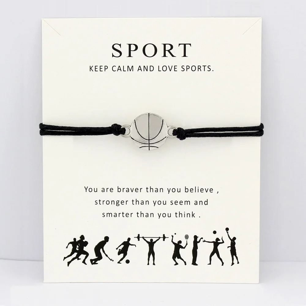 Basketball Volleyball Baseball Softball Soccer Ice Hockey Tennis Sports Charm Card Bracelets Women Men Jewelry Gift Custom Color Basketball Volleyball Baseball Softball Soccer Ice Hockey Tennis Sports Charm Card Bracelets Women Men Jewelry Gift Custom Color