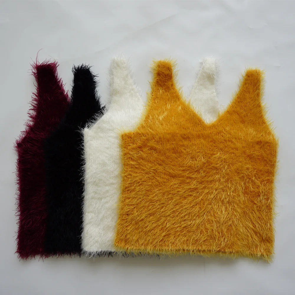 Cena Letnie kobiety Sling halter krótki moherowy sweter topy na cienkich ramiączkach głębokie v neck krótki top kamizelki koszulki ubrania damskie cami