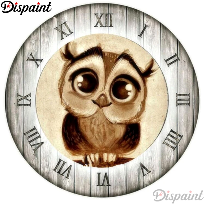 

Dispaint Full Square/Round Drill 5D DIY Diamond Painting "Owl clock" 3D Embroidery Cross Stitch 5D Home Decor A11465