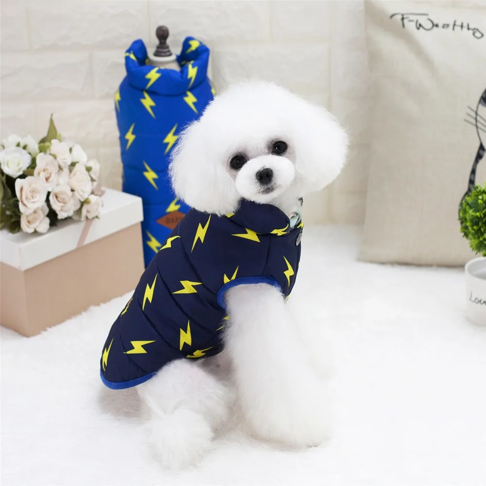 Новая толщина двух ног Pet зимняя куртка для собаки с рисунком молнии маленький щенок собаки одежда размер от S до XXL