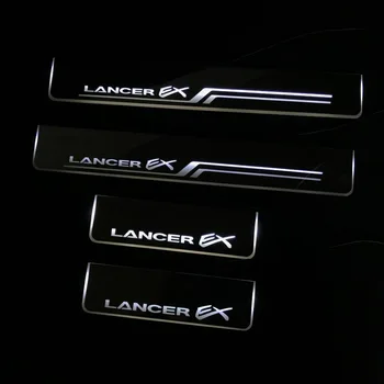 

RQXR led stainless steel overlay acrylic door scuff for Mitsubishi Lancer ex moving door sill plate lining decorative light,4pcs
