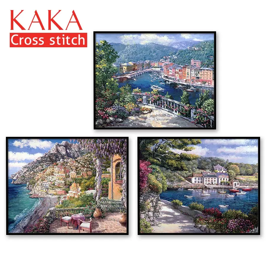 

Cross stitch kits,Embroidery needlework sets with printed pattern,11CT-canvas for Home Decor Painting,Landscape Full NCKS036