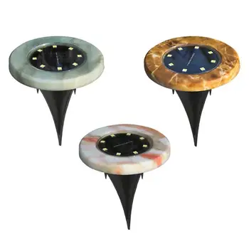 

4pcs 8 LED Solar Imitation Marble Ground Light Outdoor Waterproof Buried Ground Solar Lamp for Home Garden Lawn Yard Road