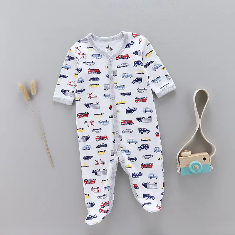 spring and autumn Baby cotton rompers newborn onesie baby girl boy long-sleeved onesie pajamas kids clothes - Цвет: 1