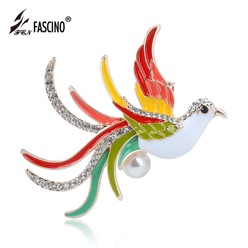 

New Rose Gold Color Rhinestone Phoenix Bird Animal Brooches Enamel Lapel Pin Scarf Clips For Women Broches Jewelry (AI860029)