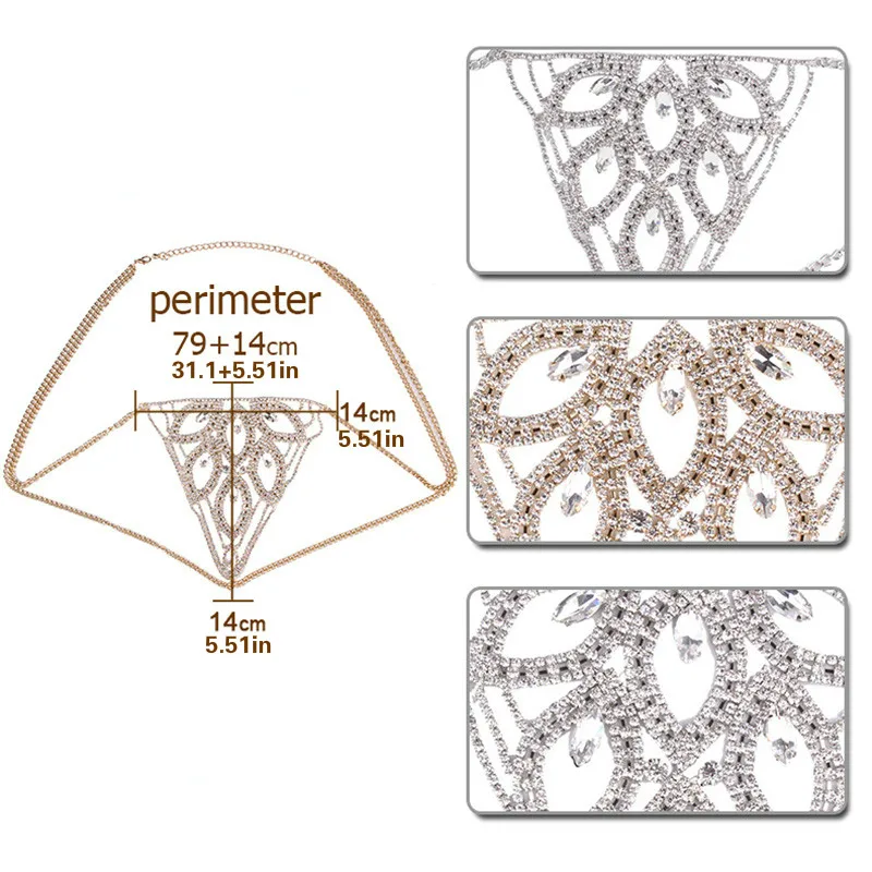 Летнее пляжное сексуальное Кристальное нижнее белье, преувеличенное роскошное ювелирное изделие для женщин, полые пикантные цепочки для тела стразы, цепочка на талию живота