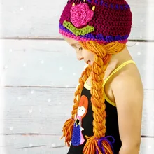 Вязаная шапка принцессы Анны С тюльпаном, шляпа Эльзы, шапка для девочки, детская шапка для малышей и взрослых, хлопок, для дня рождения