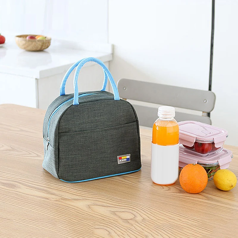 

Outdoor Reusable Insulation Large Capacity Zipper Padded Waterproof Lunch Bag Solid Color Picnic Bag Portable Grocery Bag Holder