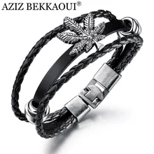 Азиз BEKKAOUI модный браслет с Кленовым листом браслет из натуральной кожи ручной цепи Пряжка дружбы мужской женский браслет Прямая поставка