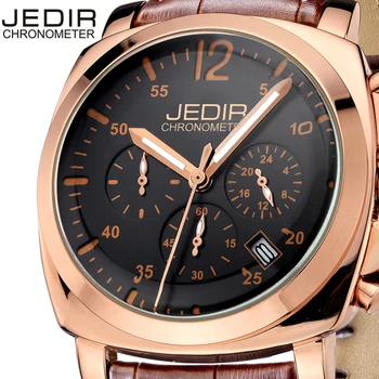 

JEDIR Men Casual Watch Genuine Leather Luxury Men Watches Quartz Wristwatch CHRONOGRAPH & 24 hours Function Sport Watch relogio