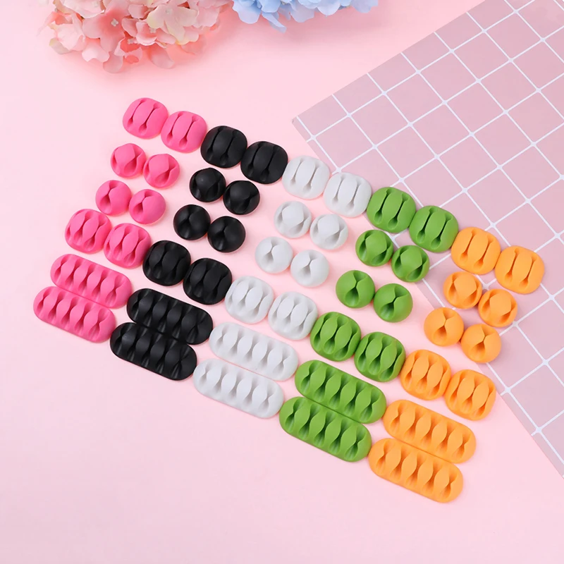 

10Pcs/lot Multipurpose Single Double Five Holes Wire Cord Cable Clips Ties USB Charger Holder Organizer With Adhesive Desk