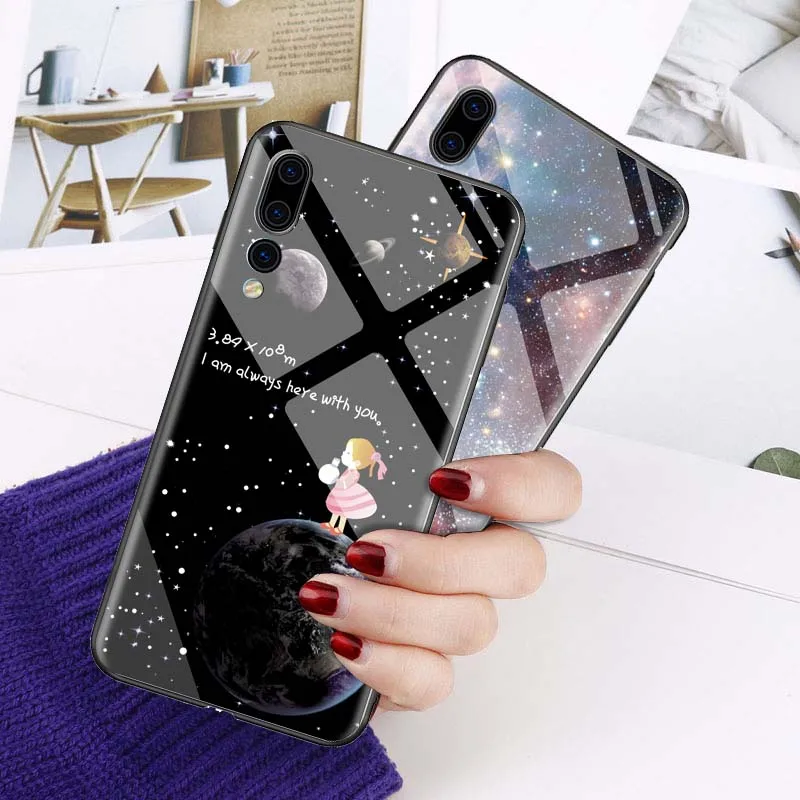 Чехол из закаленного стекла для Huawei P20 Pro Y5 Y6 Y7 Prime 2018 чехлы Honor 8X Max 10 Lite роскошные
