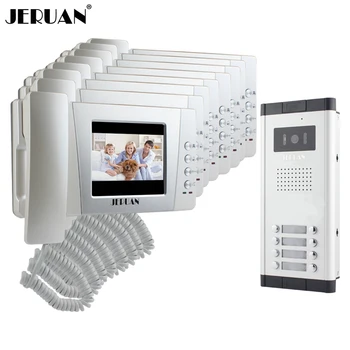 

JERUAN Apartment 4.3 inch TFT color Video Door Phone Intercom System 8 Handheld Monitor 1 HD IR Camera for 8 Call Button