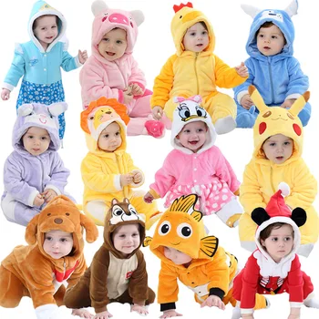 

Baby rompers Newborn Cartoon Animal Winter Baby Boy Girl Overalls Christmas gift Coral Fleece Pijama roupa de bebe recem nascido