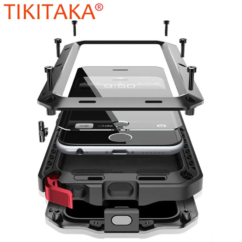 Luxury Shockproof Doom Armor Waterproof Metal Aluminum Phone Cases For iphone X 8 7 6 6s Plus 5s SE Case Cover Screen Glass Film Luxury Shockproof Doom Armor Waterproof Metal Aluminum Phone Cases For iphone X 8 7 6 6s Plus 5s SE Case Cover Screen Glass Film