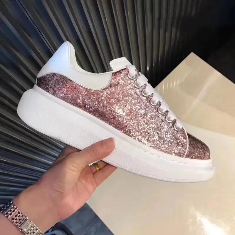 

Vogue designer shoes luxury wedges white shoes thick soles sneaker women sequins earthenware women's loafers women's flatsfemale