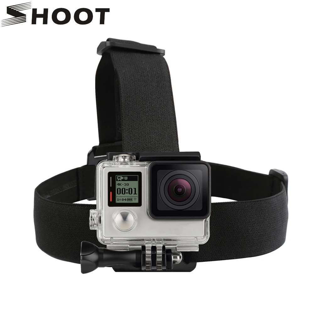 Buy Cheap SHOOT Black Elastic Head Strap Mount For GoPro Hero 4 3 5 Session SJCAM SJ4000 SJ5000 Xiaoyi 4K Camera Harness Go Pro Accessory