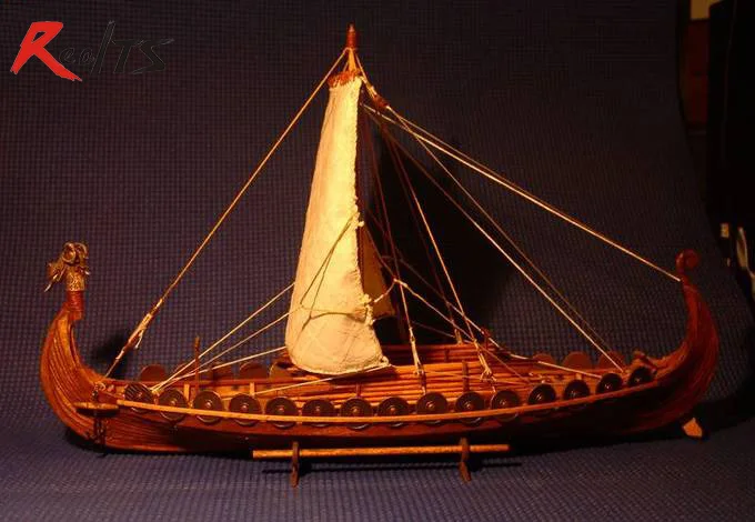 Goede RealTS Klassieke houten schaal zeilboot hout schaal schip 1 50 Viking schepen schaal vergadering model schip building kit schaal boot
