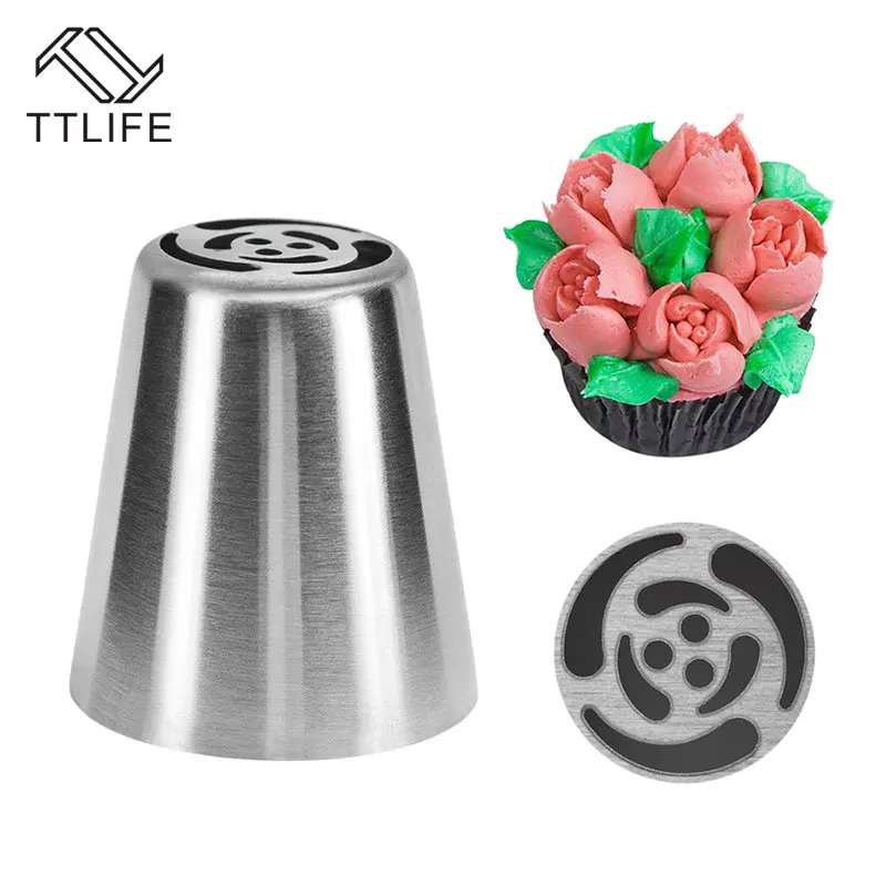 

TTLIFE Stainless Steel Piping Icing Piping Nozzle Dessert Decorator Russian Nozzle Flower Fondant Pastry Tip Baking Tool