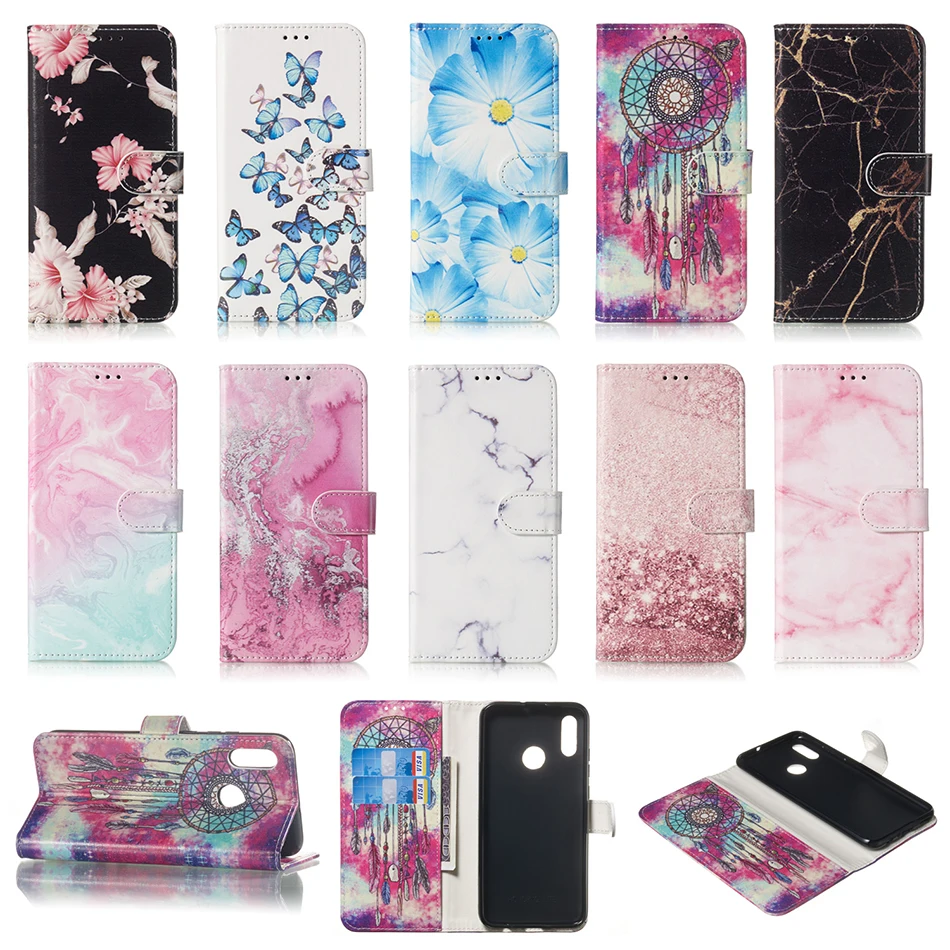 الرخام جلد حافظة لهاتف huawei P30 برو P الذكية 2019 الشرف 10 لايت P10 P8 البسيطة P9 لايت 2017 محفظة مع حامل بطاقة غطاء