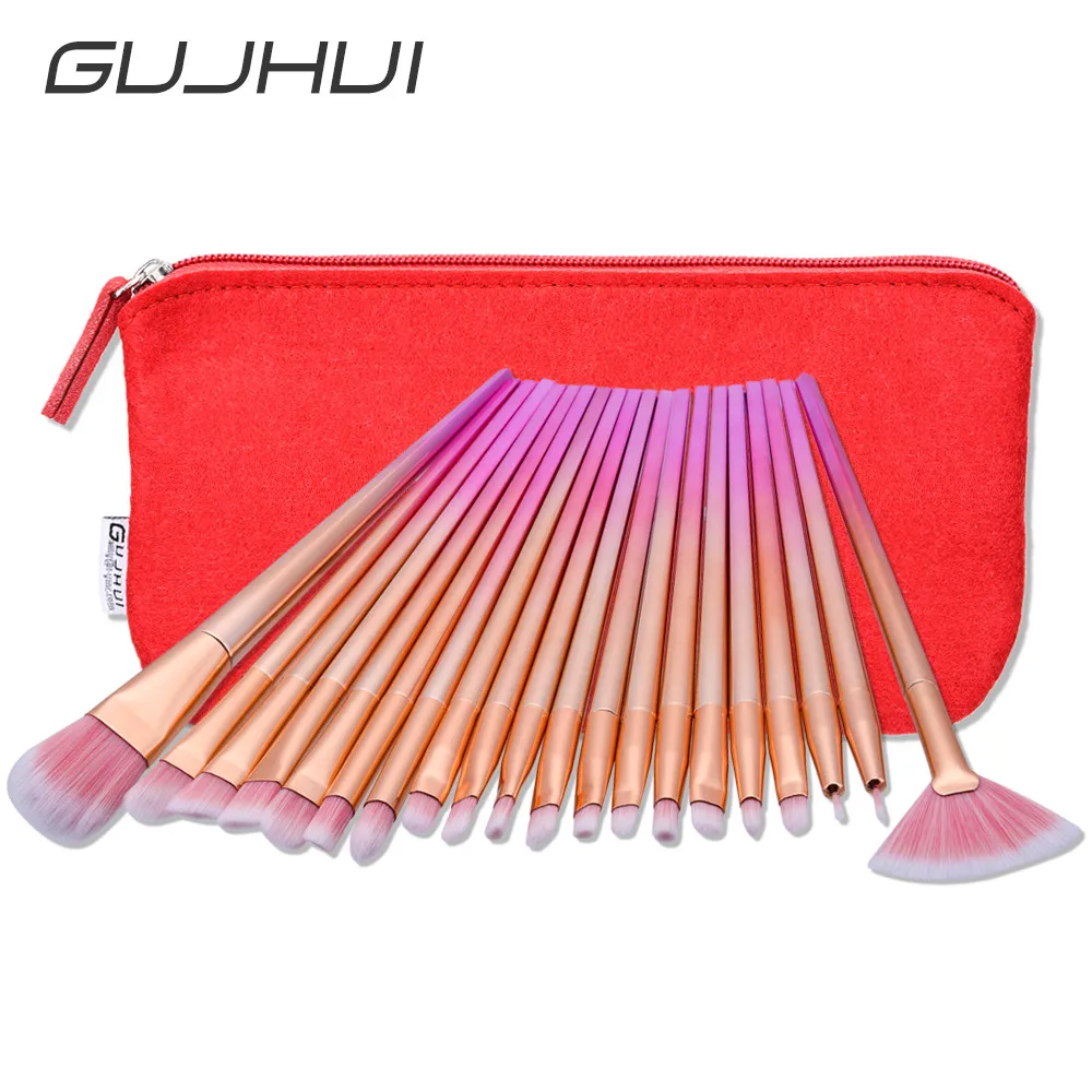 

GUJHUI 20PCS Make Up Foundation Eyebrow Eyeliner Blush Cosmetic Concealer Brushes Professional Makeup Brushes Set High Quality