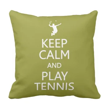 

Throw Pillow Cover Player Keep Calm Play Tennis Custom Silhouette Decorative Pillow Case Home Decor Square 18 x 18 Inch Pillowca