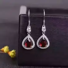 Натуральный красный камень гранат Серьги Серебро 925 природный камень серьги Женщины Личность воды серьги-капли для вечеринки