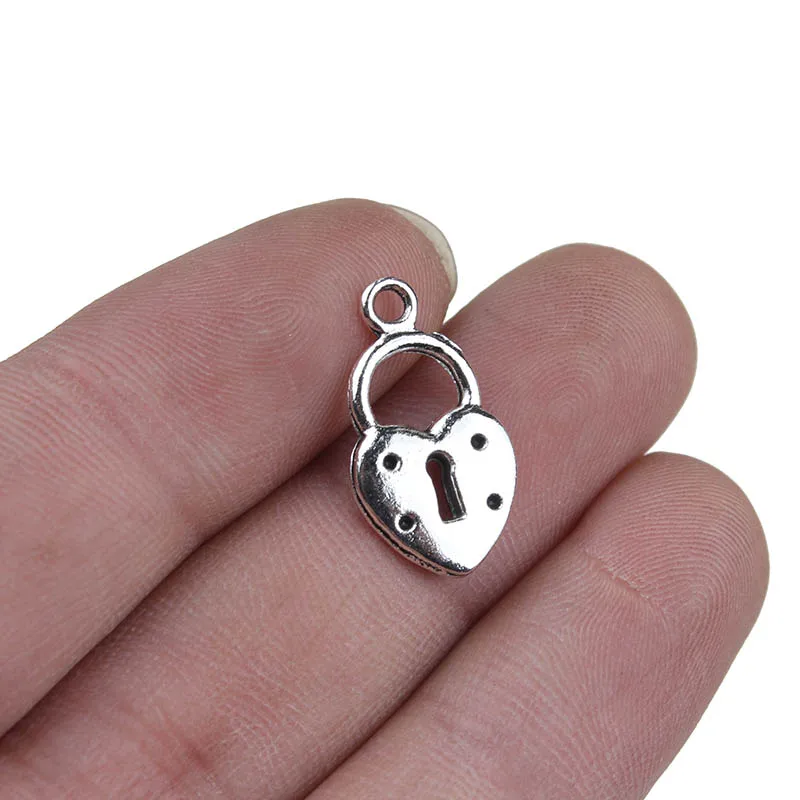

20pcs/lot 11*20mm Heart-Shaped Lock Charm DIY Jewelry Accessories Necklace Earrings Bracelet Keychain Brooch Pendant
