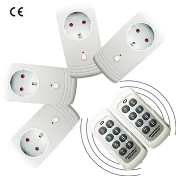 

4 Packs Socket 2 Transimitter RF 433.92MHZ Remote Control Switch Socket Self-learning Controller Outlet Socket for Appliance