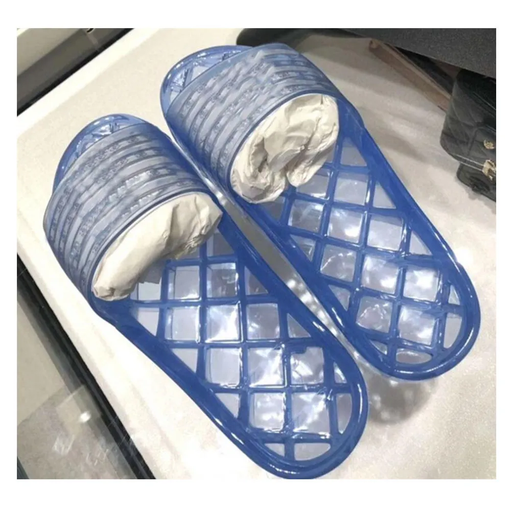 

Brand New Ladies Pvc Beach Flip Flops Slipper Women Summer Flats Heel Striped Plaid Pvc Atoll Mule Sandal Shoes 35-41