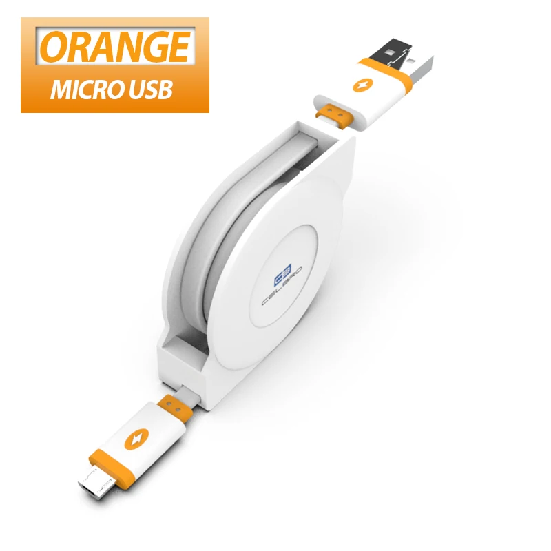 Micro USB кабель 3 м 2 м 1 м выдвижной плоский Лапша Android зарядный кабель шнур для huawei P8 P9 Lite Y3 Y5 Y6 Y7 Y9 Pro Prime - Тип штекера: orange cable