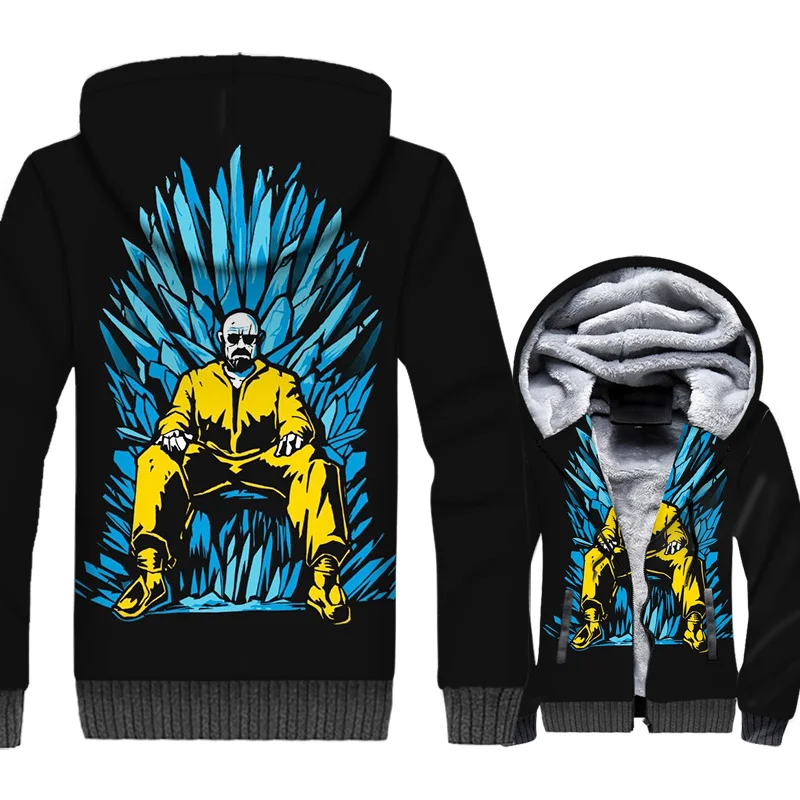 

Breaking Bad Jacket Heisenberg Hoodie Men Funny Walter White Sweatshirt Winter Thick Fleece 3D Print Movie Coat Cool Streetwear