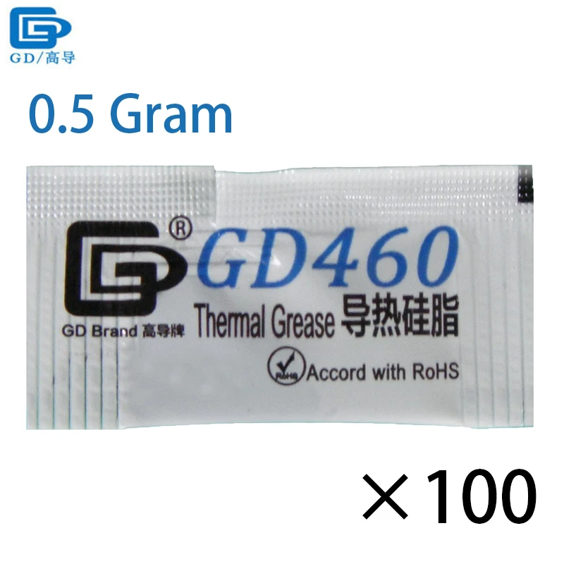 GD брендовая Теплопроводящая силиконовая смазка GD460 теплоотвод соединение 100 шт. вес нетто 0,5 г серебро cpu Cooler MB05