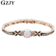 GZJY Модный Элегантный Белый огненный опал AAA кубический цирконий золотой цвет браслет браслеты ювелирные изделия Горячие аксессуары для женщин